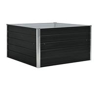Festnight Jardinera Elevada 100 x 100 x 45 cm Maceta Metal Macetas de Acero Galvanizado Exterior Rectangular Arriate de Altura de Exterior Balcón Terraza Gris Antracita