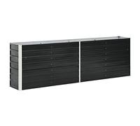 Festnight Jardinera Elevada 240 x 40 x 77 cm Maceta Metal Macetas de Acero Galvanizado Macetas Exterior Macetas Rectangular Arriate de Altura de Exterior Balcón Terraza Gris Antracita