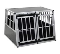 Festnight Jaula de Transporte para Perros de Aluminio con 2 Puertas única 94 x 88 x 69 cm Plateado