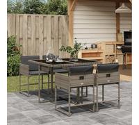 Festnight Juego Comedor de Jardín con 4 Sillas y Mesa, Conjunto Jardín, Mesa y Sillas para Jardín Terraza Patio, Muebles Jardín de Ratán, Gris