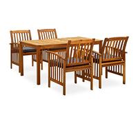 Festnight Juego Comedor de Jardín de Madera Muebles de Jardín Conjunto Jardin Exterior 5 Piezas con 1 Mesa (150 x 90 x 74 cm) y 4 Sillas para Jardín Patio Porche Terraza Gris Oscuro