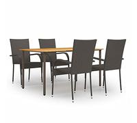 Festnight Juego Comedor de Jardín de Ratán Muebles de Jardín Conjunto Jardin Exterior 5 Piezas con 1 Mesa de y 4 Sillas para Jardín Patio Porche Terraza Marrón