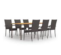 Festnight Juego Comedor de Jardín de Ratán Muebles de Jardín Conjunto Jardin Exterior 7 Piezas con 1 Mesa de y 6 Sillas para Jardín Patio Porche Terraza Marrón
