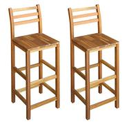 Festnight Juego de 2 Taburetes de Bar de Madera Maciza de Acacia, 42x36x110 cm
