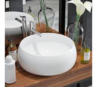 Festnight Lavabo Redondo - Color de Blanco Material de Cerámica, 40x16 cm