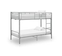 Festnight Litera de 90x200 cm, literas de Hierro, Litera de Metal, Literas Juveniles, Litera para Ni?os, Camas Infantiles con Escalera y Protección Anticaídas, Gris