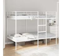 Festnight Litera de Metal, 100 x 200 cm, Literas de Hierro, Litera para Niños, Literas para Adultos Niños, Camas Infantiles con Escalera y Protección Anticaídas, Blanco