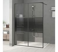 Festnight Mamparas de Ducha Pantalla,Mampara Ducha Fija de Vidrio ESG Templado Transparente,Mampara de Ducha Frontal Panel Fijo Estilo Industrial 140x195 cm Negro