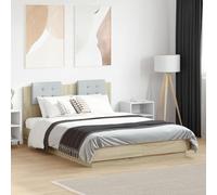 Festnight Marco de Cama Moderno 120 x 190 cm con Cabecero Tapizado Cama con Somier Soporte de Láminas de Madera Base De Cama Estructura Cama 120 x 190 cm Roble Sonoma