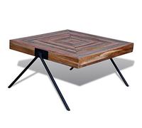 Festnight Mesa de Centro con Patas Negras en Forma de V,Estilo Vintage Madera de Teca Reciclada 80x80x43cm