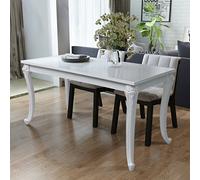 Festnight Mesa de Comedor Blanco Brillante 120 x 70 x 76 cm