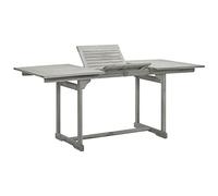 Festnight Mesa de Comedor Jardín Madera Mesa Plegable Mesa Extensible Exterior Mesa Madera Maciza Acacia para Jardín Exterior Patio Terraza Gris (120-170) x80x75 cm