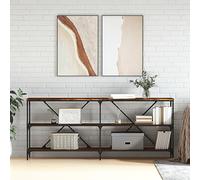 Festnight Mesa de Consola, Industrial Mesa de Entrada con 3 Niveles,Aparador Estrecho de Entrada Estructura de Metal, Mesa de Pasillo Larga, Roble Ahumado 180 x 30 x 75 cm