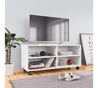 Festnight Mesa de Televisión Mueble para TV con Ruedas Aglomerado con 4 Compartimentos Abiertos 90x35x35 cm