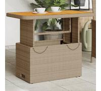 Festnight Mesa Jardín Elevable Ratán Sintético, Mesa de Comedor para Jardín, Mesa de Comedor Exterior Rectangular, Mesa de Terraza, 90x55x71 cm, Beige y marrón