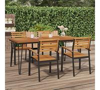 Festnight Mesa Jardín Madera Rectangular de Acacia - Mesa de Comedor para Exterior, Patio, Cocina, Terraza o Jardín - 180 x 90 x 75 cm