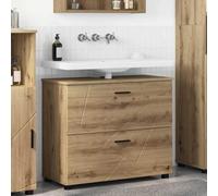 Festnight Mueble Bajo Lavabo, Armario de Baño, 2 Cajónes, Mueble para Debajo del Lavabo, Armario de Baño de Suelo, 76.5 x 35 x 64 cm, Roble Artisan