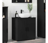 Festnight Mueble Bajo Lavabo, Armario de Baño, 2 Compartimentos, Mueble para Debajo del Lavabo, Armario de Baño de Suelo, 61 x 35 x 64 cm, Negro