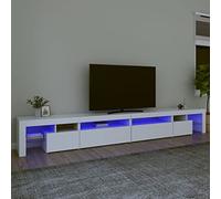 Festnight Mueble de TV con Luces LED Soporte para TV con Estantes Mesas para TV 2 en 1 Mobiliario Aparador TV Salon Mueble TV Salón, Blanco 290x36.5x40 cm
