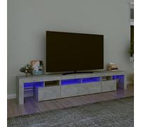 Festnight Mueble de TV con Luces LED Soporte para TV con Estantes Mesas para TV 2 en 1 Mobiliario Aparador TV Salon Mueble TV Salón, Gris Hormigón 230x36.5x40 cm
