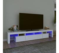 Festnight Mueble de TV con Luces LED Soporte para TV con Estantes Mesas para TV 2 en 1 Mobiliario Aparador TV Salon Mueble TV Salón, Blanco 230x36.5x40 cm