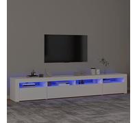 Festnight Mueble de TV con Luces LED Soporte para TV con Estantes Mesas para TV Mueble Aparador para TV Salón Mesa Television, Blanco 240 x 35 x 40 cm