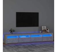 Festnight Mueble de TV con Luces LED Soporte para TV con Estantes Mesas para TV Mueble Aparador para TV Salón Mesa Television, Gris Hormigón 240 x 35 x 40 cm