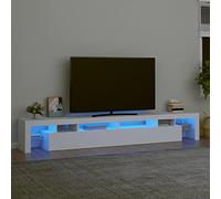 Festnight Mueble de TV con Luces LED Soporte para TV con Estantes Mesas para TV Mueble Aparador para TV Salón Mesa Television, Blanco 260 x 36.5 x 40 cm