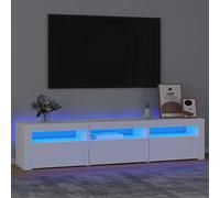 Festnight Mueble de TV con Luces LED Soporte para TV con Estantes Mesas para TV Mueble Aparador para TV Salón Mesa Television, Blanco 180 x 35 x 40 cm