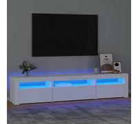 Festnight Mueble de TV con Luces LED - Soporte para TV con Estantes y Mesas - Aparador para Salón, Blanco, 195 x 35 x 40 cm