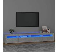 Festnight Mueble de TV con Luces LED - Soporte para TV con Estantes y Mesas - Aparador para Salón, Gris Hormigón, 240 x 35 x 40 cm