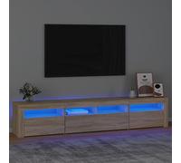 Festnight Mueble de TV con Luces LED - Soporte para TV con Estantes y Mesas - Aparador para Salón, Roble Sonoma 210 x 35 x 40 cm