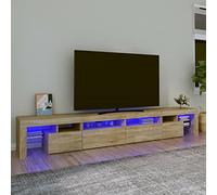 Festnight Mueble de TV con Luces LED - Soporte para TV con Estantes y Mesas - Aparador para Salón, Roble Sonoma 280 x 36.5 x 40 cm