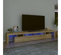 Festnight Mueble de TV con Luces LED - Soporte para TV con Estantes y Mesas - Aparador para Salón, Roble Sonoma 260 x 36.5 x 40 cm