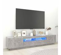 Festnight Mueble TV con Luces LED 2 en 1 Soporte Mobiliario Aparador Salón Mueble TV Salon, Gris Hormigón 200x35x40 cm