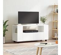 Festnight Mueble TV con Ruedas, Armario Baja para TV, Mueble para TV Moderno de Madera Ingeniería, Blanco 102x34,5x43 cm