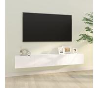 Festnight Mueble TV Flotante/Armario de Pared Con Compartimentos 100x30x30cm Blanco - Mesa TV Suspendida Para Salón