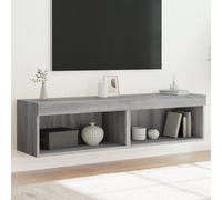 Festnight Mueble TV Suspendido con Luces LED Mesa TV Flotante 60x30x30 cm Mueble TV Colgante Mueble de Salón Suspendido con Compartimientos Gris Sonoma 2 uds