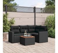 Festnight Muebles de Jardín con Cojines, Conjunto Sofá Jardin Exterior de Ratán, Sofá de Exterior, Conjunto Jardín, Sofá de Esquina, Muebles de Terraza, Negro Type-43