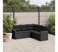 Festnight Muebles de Jardín, con Mesa, Función de Almacenamiento, Conjunto Sofá Jardin Exterior de Ratán, Sofá de Exterior, Muebles de Terraza, Negro Type-53
