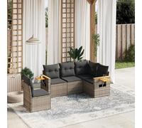 Festnight Muebles de Jardín, con Mesa, Función de Almacenamiento, Conjunto Sofá Jardin Exterior de Ratán, Sofá de Exterior, Muebles de Terraza, Gris Type-7