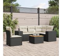 Festnight Muebles de Jardín, con Mesa, Función de Almacenamiento, Conjunto Sofá Jardin Exterior de Ratán, Sofá de Exterior, Muebles de Terraza, Negro y Crema Type-94