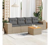 Festnight Muebles de Jardín, con Mesa, Función de Almacenamiento, Conjunto Sofá Jardin Exterior de Ratán, Sofá de Exterior, Muebles de Terraza, Beige y Gris Type-112