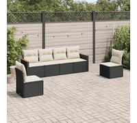 Festnight Muebles de Jardín, con Mesa, Función de Almacenamiento, Conjunto Sofá Jardin Exterior de Ratán, Sofá de Exterior, Muebles de Terraza, Negro y Crema Type-77