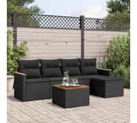 Festnight Muebles de Jardín, con Mesa, Función de Almacenamiento, Conjunto Sofá Jardin Exterior de Ratán, Sofá de Exterior, Muebles de Terraza, Negro Type-66