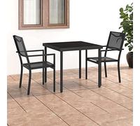 Festnight Muebles de Jardín Juego Comedor de Jardín de Acero Conjunto Jardin Exterior 3 Piezas con 1 Mesa de y 2 Sillas para Jardín Patio Porche Terraza Negro y Gris Antracita