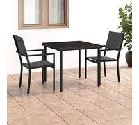 Festnight Muebles de Jardín Juego Comedor de Jardín de Acero Conjunto Jardin Exterior 5 Piezas con 1 Mesa de y 4 Sillas para Jardín Patio Porche Terraza Gris Antracita