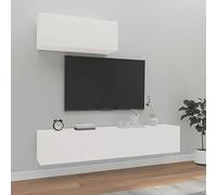 Festnight Muebles de Salón Moderno 3 pzas-3 Mueble salón Modular Conjunto Completo Mueble TV Mueble de Pared para TV Mesa de TV Colgante Mueble de TV Flotante Blanco