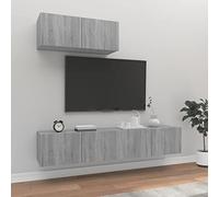 Festnight Muebles de Salón Moderno 3 pzas-3 Mueble salón Modular Conjunto Completo Mueble TV Mueble de Pared para TV Mesa de TV Colgante Mueble de TV Flotante Gris Sonoma