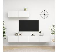 Festnight Muebles de Salón Moderno 3 pzas, Mueble Salón Modular, Conjunto Completo Mueble TV, Mueble de Pared para TV, Mueble de TV Flotante Blanco